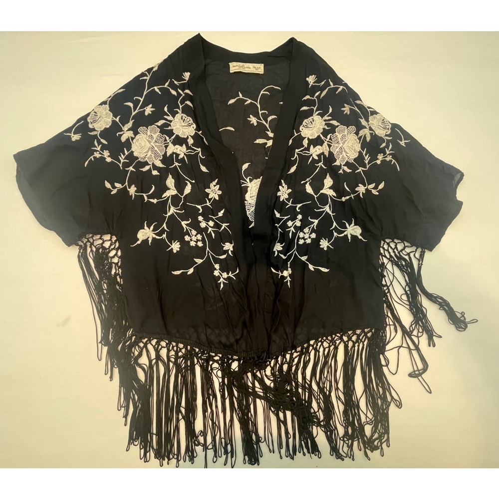 Women's Abercrombie & Fitch Embroidery Kimono One Size Black Floral